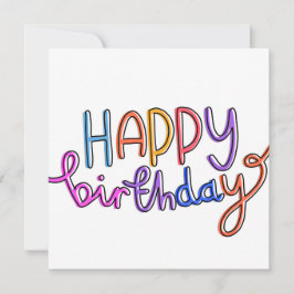 Happy Birthday Handgeschreven regenboogontwerp Feestdagenkaart