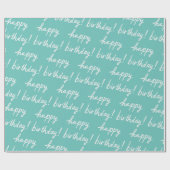 HAPPY BIRTHDAY Handlettering Patroon blauwgroen Cadeaupapier (Vlak)