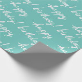 HAPPY BIRTHDAY Handlettering Patroon blauwgroen Cadeaupapier (Hoek)