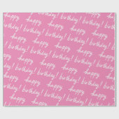 HAPPY BIRTHDAY Handlettering Patroonroze Cadeaupapier (Vlak)