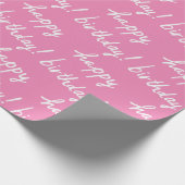 HAPPY BIRTHDAY Handlettering Patroonroze Cadeaupapier (Hoek)