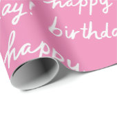 HAPPY BIRTHDAY Handlettering Patroonroze Cadeaupapier (Rol Hoek)