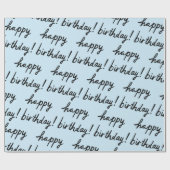 HAPPY BIRTHDAY Handlettering Pattern Black Blue Cadeaupapier (Vlak)