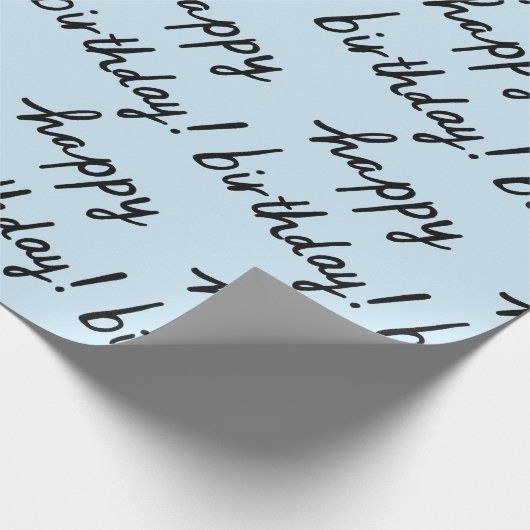 HAPPY BIRTHDAY Handlettering Pattern Black Blue Cadeaupapier (Hoek)