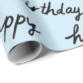 HAPPY BIRTHDAY Handlettering Pattern Black Blue Cadeaupapier (Rol Hoek)