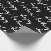 HAPPY BIRTHDAY Handlettering Pattern Black White Cadeaupapier (Hoek)