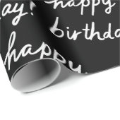 HAPPY BIRTHDAY Handlettering Pattern Black White Cadeaupapier (Rol Hoek)