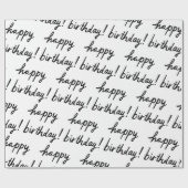 HAPPY BIRTHDAY Handlettering Pattern Black White Cadeaupapier (Vlak)