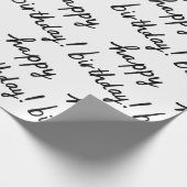 HAPPY BIRTHDAY Handlettering Pattern Black White Cadeaupapier (Hoek)