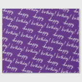 HAPPY BIRTHDAY Handlettering Pattern Paars Cadeaupapier (Vlak)