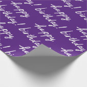 HAPPY BIRTHDAY Handlettering Pattern Paars Cadeaupapier (Hoek)