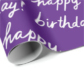 HAPPY BIRTHDAY Handlettering Pattern Paars Cadeaupapier (Rol Hoek)