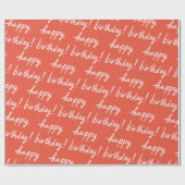HAPPY BIRTHDAY Handlettering Pattern Red Cadeaupapier (Vlak)