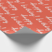 HAPPY BIRTHDAY Handlettering Pattern Red Cadeaupapier (Hoek)
