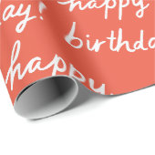 HAPPY BIRTHDAY Handlettering Pattern Red Cadeaupapier (Rol Hoek)