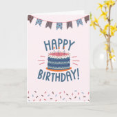 Happy Birthday Handsome Cake Bunting Blue Kaart (Gele Bloem)