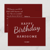 Happy Birthday Handsome Maroon Birthday Briefkaart (Voorkant / Achterkant)