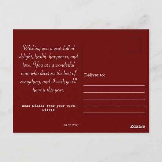 Happy Birthday Handsome Maroon Birthday Briefkaart (Achterkant)