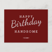 Happy Birthday Handsome Maroon Birthday Briefkaart (Voorkant)