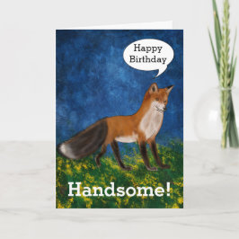 Happy Birthday Handsome zegt prachtige Fox Kaart