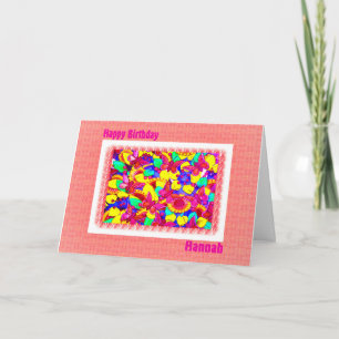 Happy Birthday Hannah in Peachy Pink Kaart