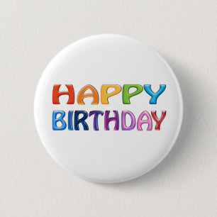 HAPPY BIRTHDAY - Happy 3D-achtig Colorful Gift Ronde Button 5,7 Cm