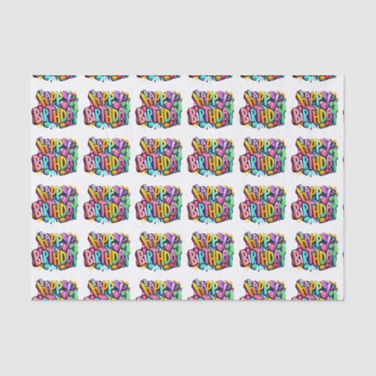 Happy Birthday Happy Ballons Grappig Tissuepapier (Voorkant)