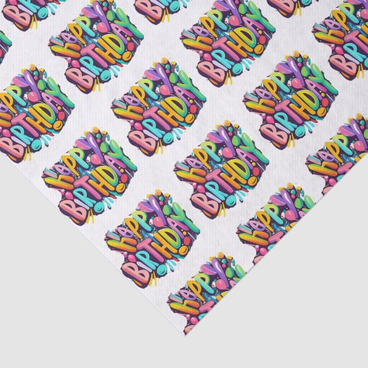 Happy Birthday Happy Ballons Grappig Tissuepapier (Detail)