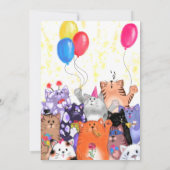 Happy Birthday - Happy Cat Party Cartoon Tekening (Achterkant)