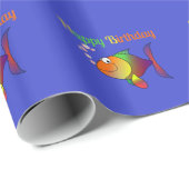 Happy Birthday - Happy Colorful Cartoon Fish Cadeaupapier (Rol Hoek)