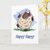 Happy Birthday Happy Dancing Sheep Kaart (Gele Bloem)