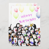 Happy Birthday - Happy Penguins Party-feestdag (Voorkant / Achterkant)