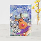 Happy Birthday - Happy Reindeer - Speciaal Kaart (Gele Bloem)