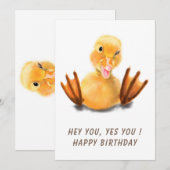 Happy Birthday - Happy Yellow Duck Playful Wink (Voorkant / Achterkant)