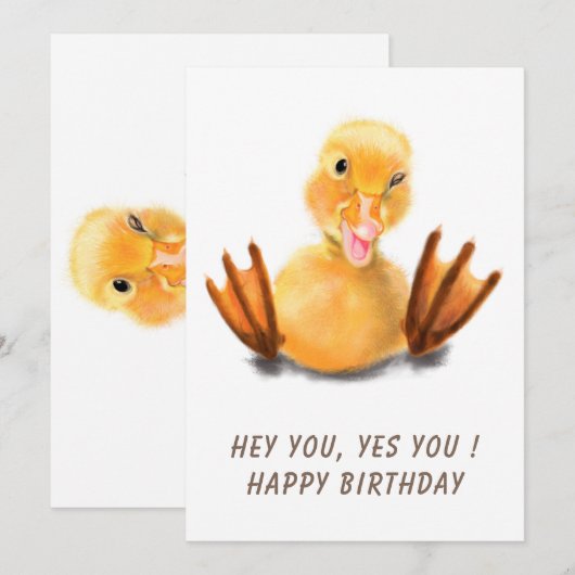 Happy Birthday - Happy Yellow Duck Playful Wink (Voorkant / Achterkant)