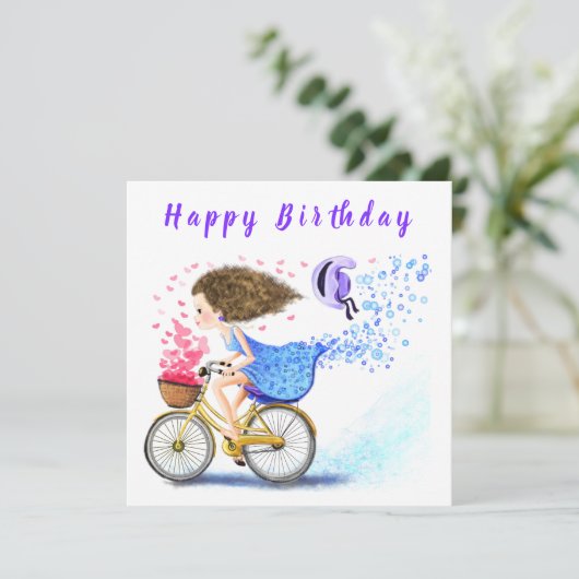Happy Birthday - Happy Young Girl op een bord (Staand voorkant)