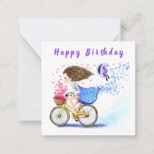 Happy Birthday - Happy Young Girl op een bord Notitiekaartje