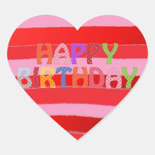 Happy Birthday Hart Sticker (Voorkant)