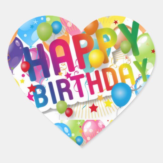 Happy Birthday Hart Sticker (Voorkant)