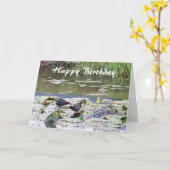 Happy Birthday Hawaiian Common Moorhen, Lily Pond Kaart (Gele Bloem)
