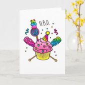 Happy Birthday HBD Gummy Beer Cupcake Kaart (Gele Bloem)