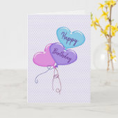 Happy Birthday Heart-ballonnen op harten Kaart (Gele Bloem)