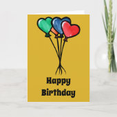 Happy Birthday Heart Balloons Birthday Kaart (Voorkant)