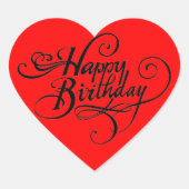 Happy Birthday Heart Red Sticker (Voorkant)