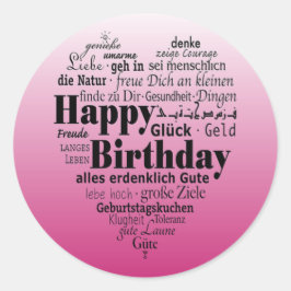Happy Birthday Heart Ronde Sticker