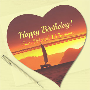 Happy Birthday Heart Sunset 1124 Hart Sticker