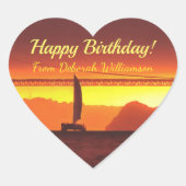 Happy Birthday Heart Sunset 1124 Hart Sticker (Voorkant)