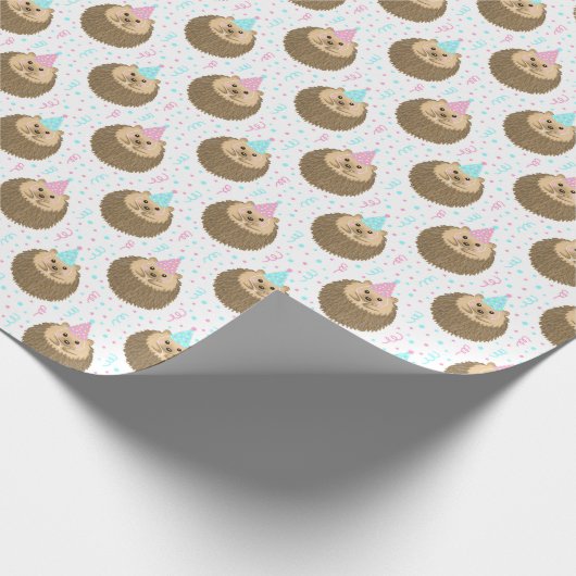 Happy Birthday Hedgie Pattern Cadeaupapier (Hoek)