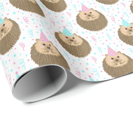 Happy Birthday Hedgie Pattern Cadeaupapier (Rol Hoek)