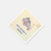 Happy Birthday heeft drie biggetjes gepersonalisee Servet (Hoek)